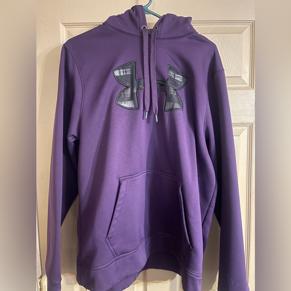 Purple and gray/black storm fleece hoodie. Size L.